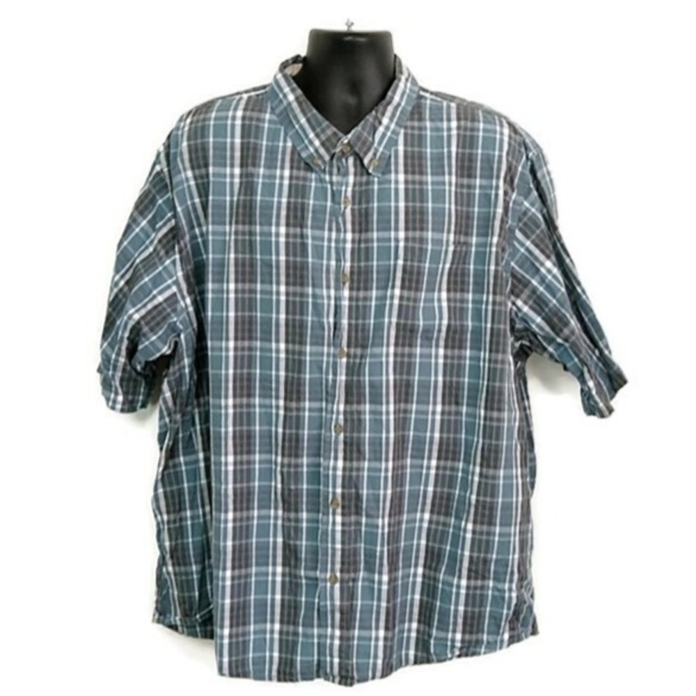 Wrangler Blue Plaid Short Sleeve Button Down Shirt Casual Western sz 3XL